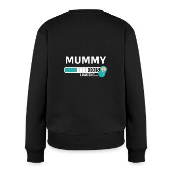Mummy 2025 loading... / Mom 2025 - Frauen Premium Bio Pullover - Schwarz - Hinten - Julia (174cm)