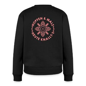 Hopfen und Malz - Frauen Premium Bio Pullover - Schwarz - Hinten - Julia (174cm)
