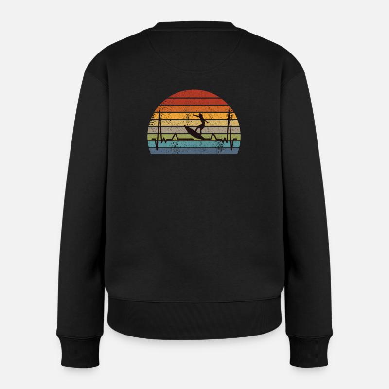 Surfen Surfing Retro - Frauen Premium Bio Pullover - Schwarz