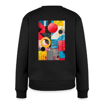 Style rétro - Formes abstraites - Pull Premium bio Femme - noir - Dos - Julia (174cm)