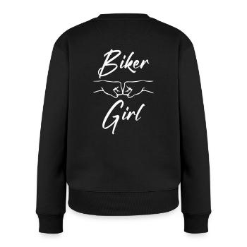 BIKER GIRL weiss personalisierbar - Frauen Premium Bio Pullover - Schwarz - Hinten - Julia (174cm)