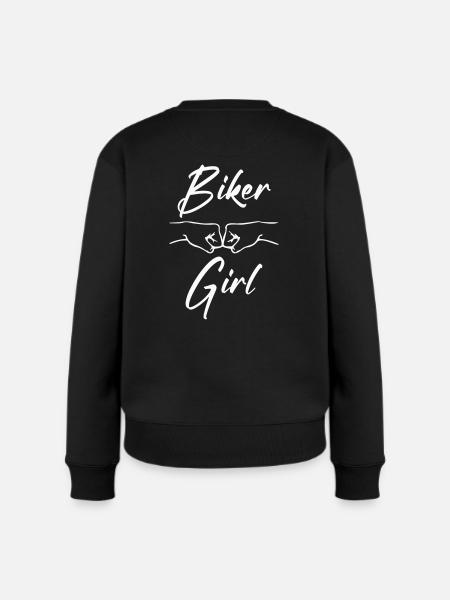 BIKER GIRL weiss personalisierbar - Frauen Premium Bio Pullover - Schwarz
