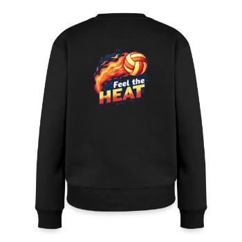 Feuer Volleyball | Feel the Heat | Sportdesign - Frauen Premium Bio Pullover - Schwarz - Hinten - Julia (174cm)