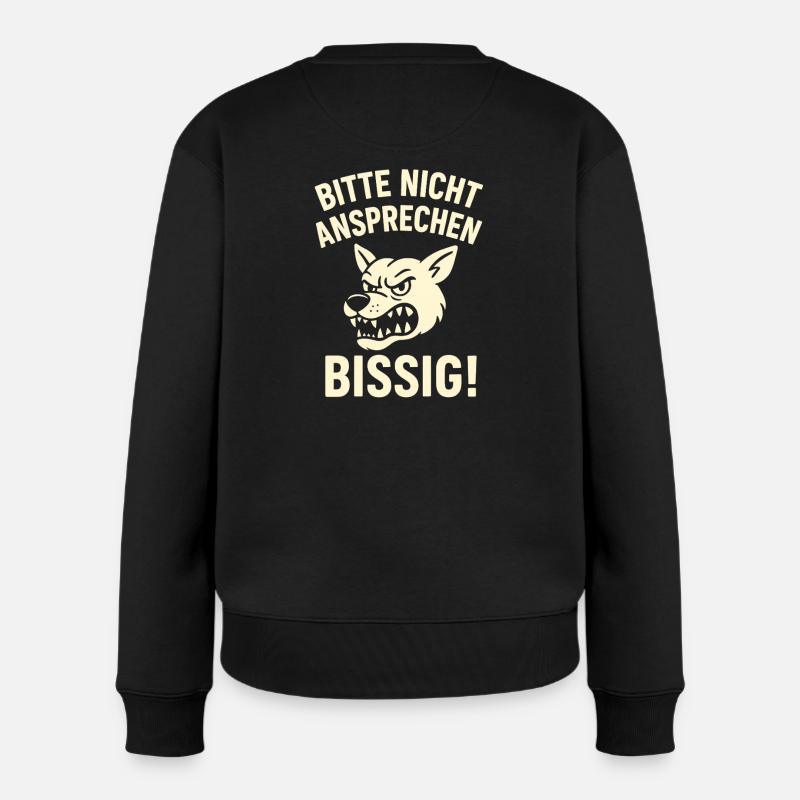 Bitte Nicht Ansprechen - Frauen Premium Bio Pullover - Schwarz