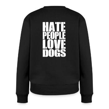 Hate People Love Dogs Hundespruch Hundesport IGP - Frauen Premium Bio Pullover - Schwarz - Hinten - Julia (174cm)