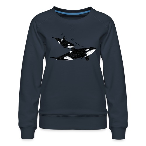 Orca Wal mit Orca-Baby - Frauen Premium Pullover