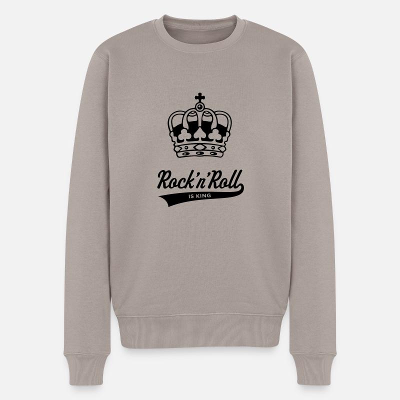 Rock 'n' Roll Is King - Männer Premium Bio Pullover - Taupe