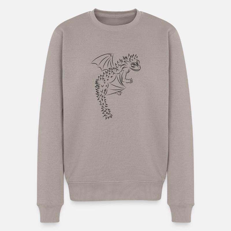 Nuri der kleine Drache, schwarz - Männer Premium Bio Pullover - Taupe