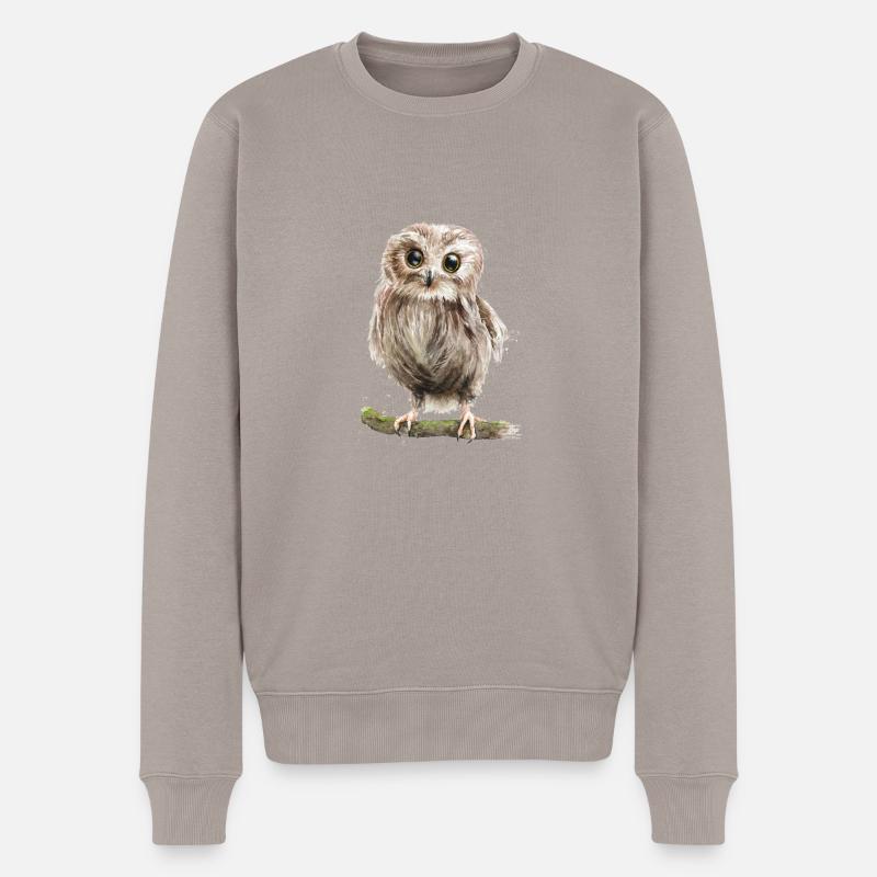 eule - Männer Premium Bio Pullover - Taupe