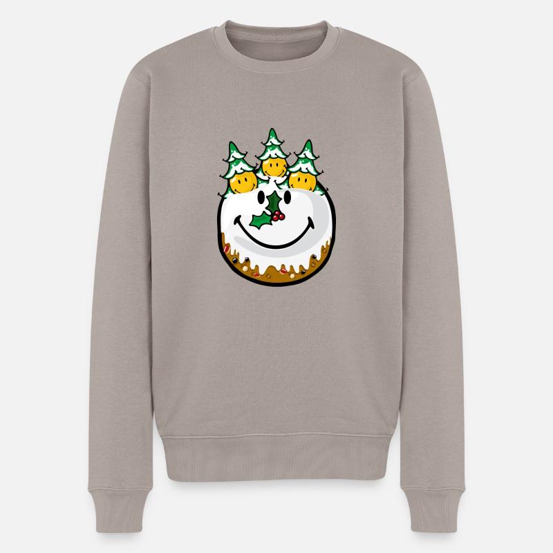 Smiley Christmas Cake - Männer Premium Bio Pullover - Taupe