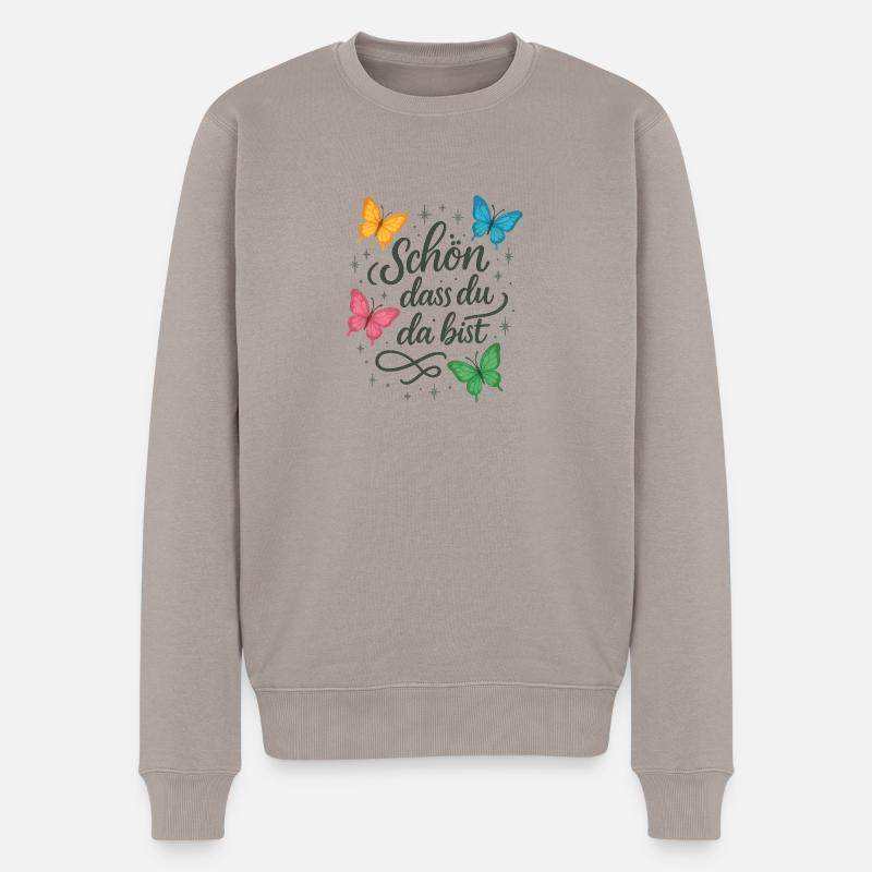 Schön, dass du da bist - Männer Premium Bio Pullover - Taupe