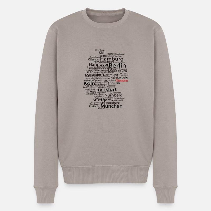 Dresden wordcloud - Männer Premium Bio Pullover - Taupe