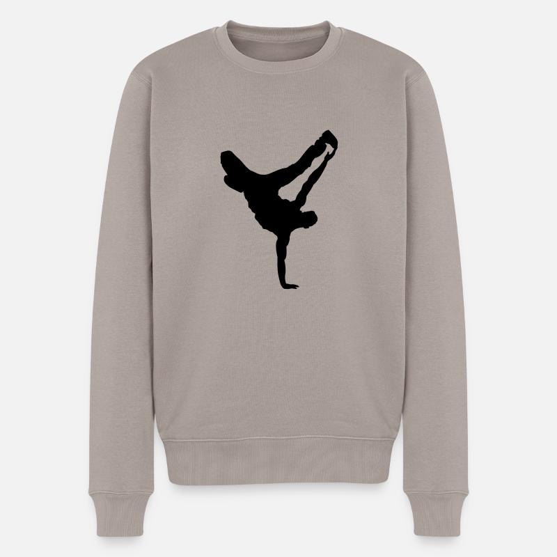 breakdancer_f1 - Männer Premium Bio Pullover - Taupe