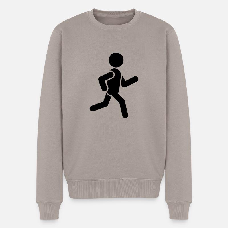figur gehend, laufend - Männer Premium Bio Pullover - Taupe