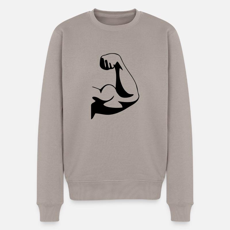 biceps fist - Männer Premium Bio Pullover - Taupe