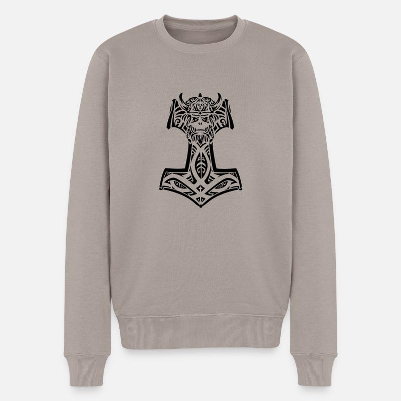 Thors Hammer - Männer Premium Bio Pullover - Taupe