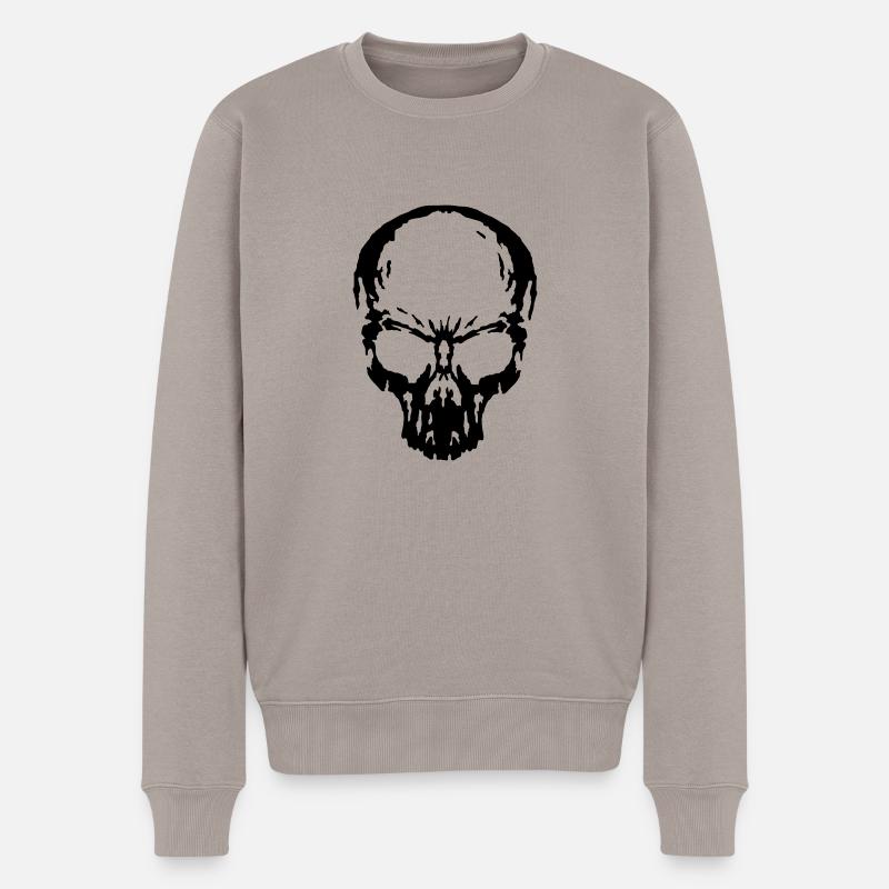 skull, Crâne, os, humain, pirate, alien, mort, mot - Pull Premium bio Homme - taupe