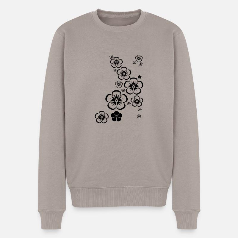 Blumen - Männer Premium Bio Pullover - Taupe