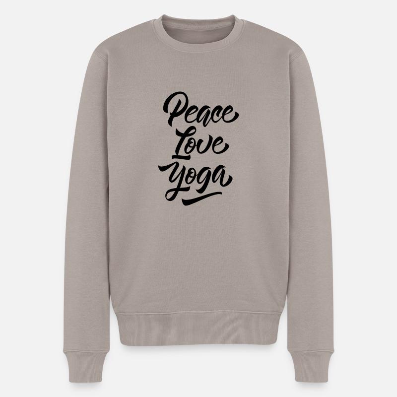 Peace Love Yoga - Pull Premium bio Homme - taupe
