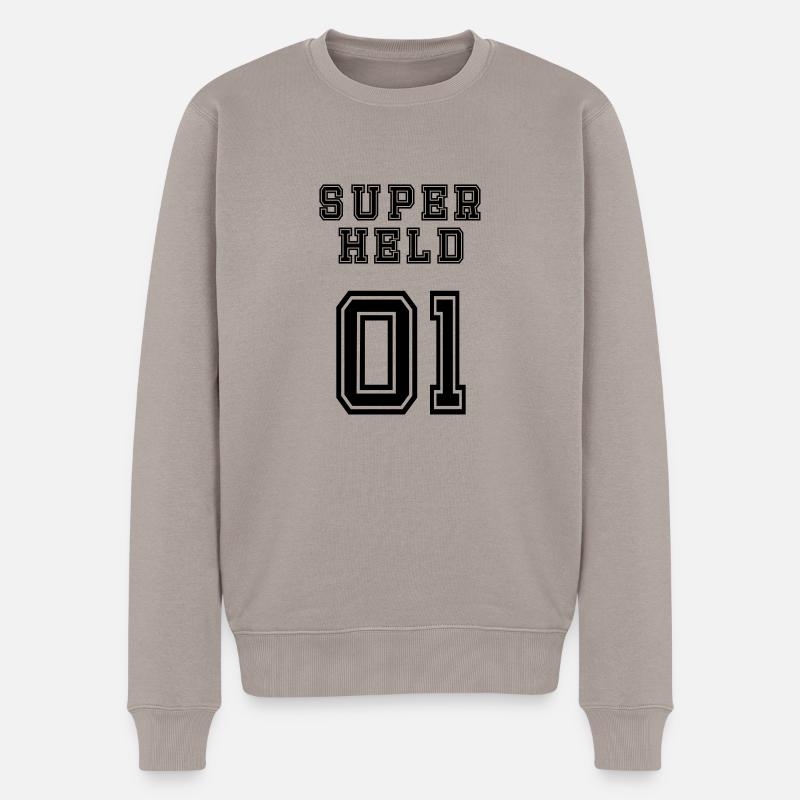 Superheld - Männer Premium Bio Pullover - Taupe