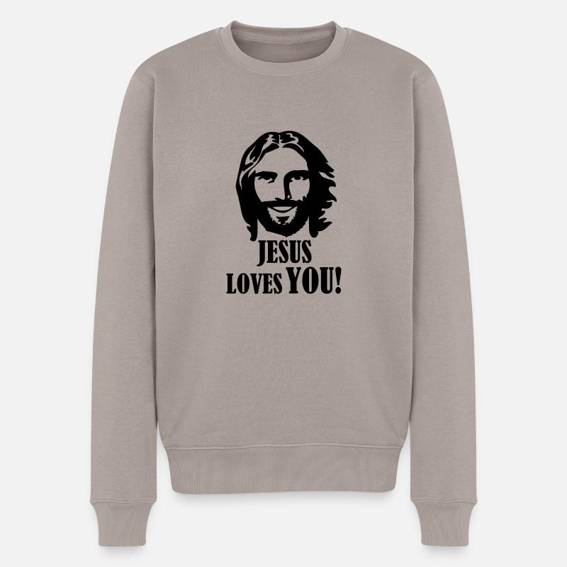 jesus loves you - Männer Premium Bio Pullover - Taupe