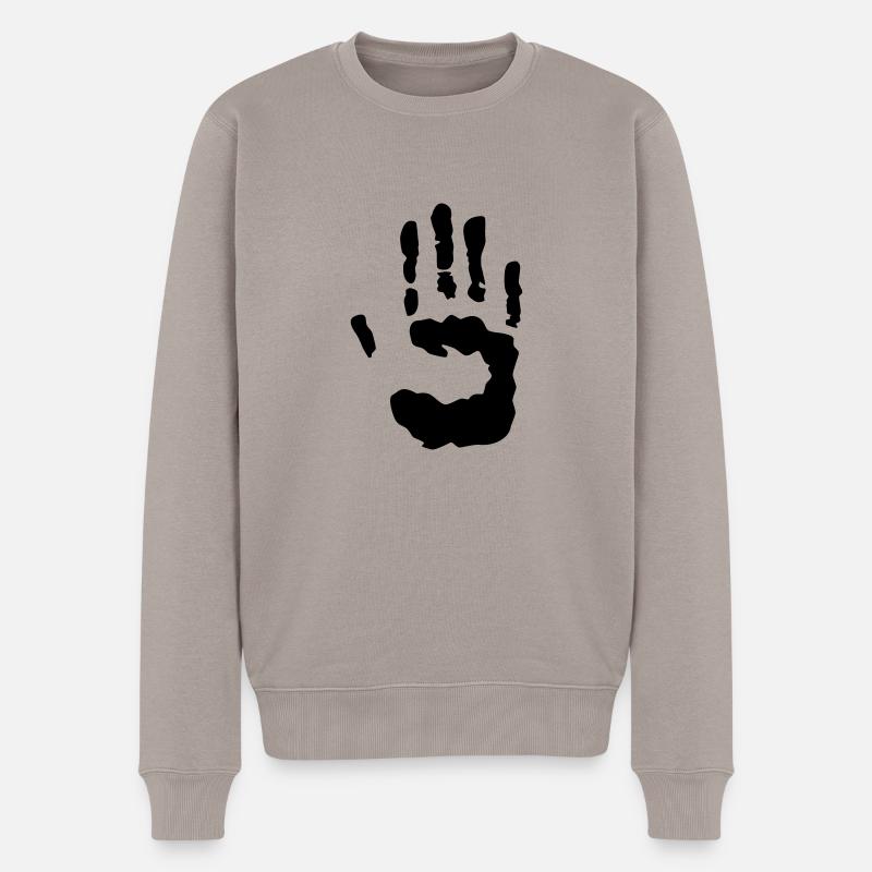 Spuren Hand - Männer Premium Bio Pullover - Taupe