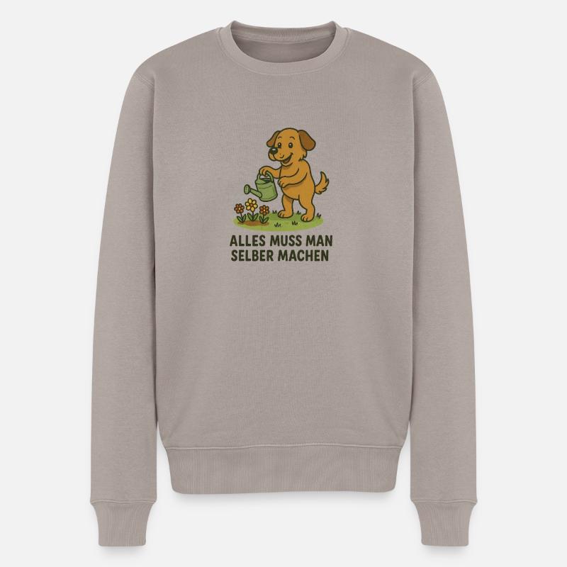 Alles muss man selber machen - Männer Premium Bio Pullover - Taupe