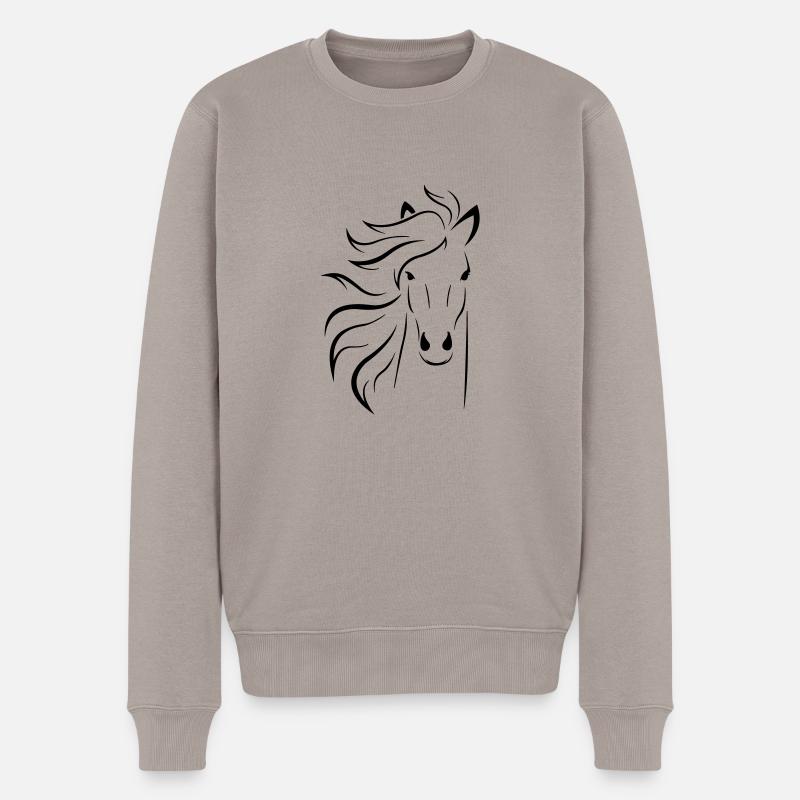 Pferd - Männer Premium Bio Pullover - Taupe