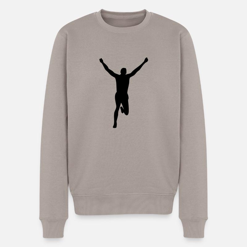 Marathon Läufer - Männer Premium Bio Pullover - Taupe