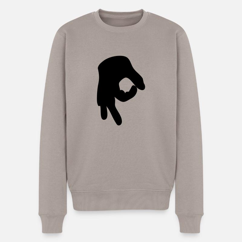 Reingelegt (Handzeichen) - Männer Premium Bio Pullover - Taupe