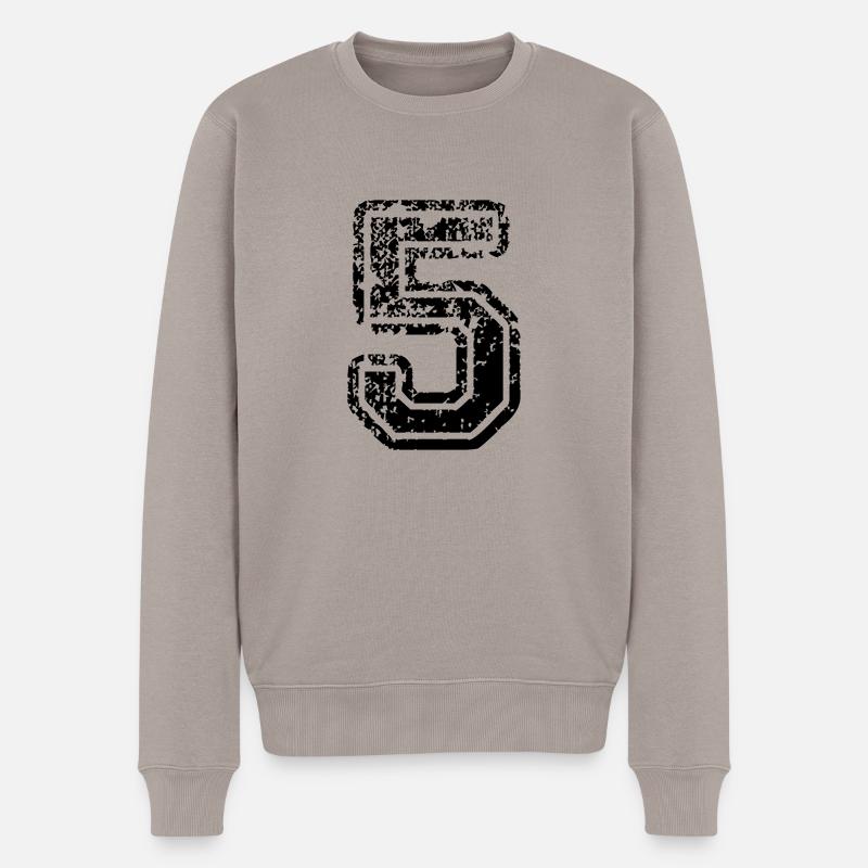5 - Nummer - Männer Premium Bio Pullover - Taupe