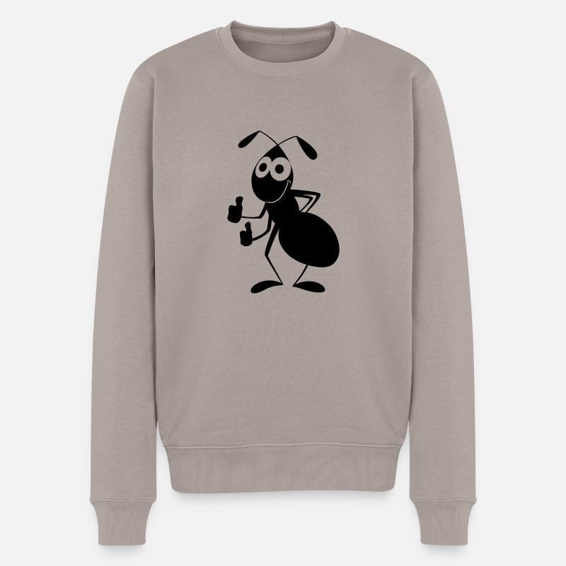 Ameise mit Daumen hoch - Männer Premium Bio Pullover - Taupe