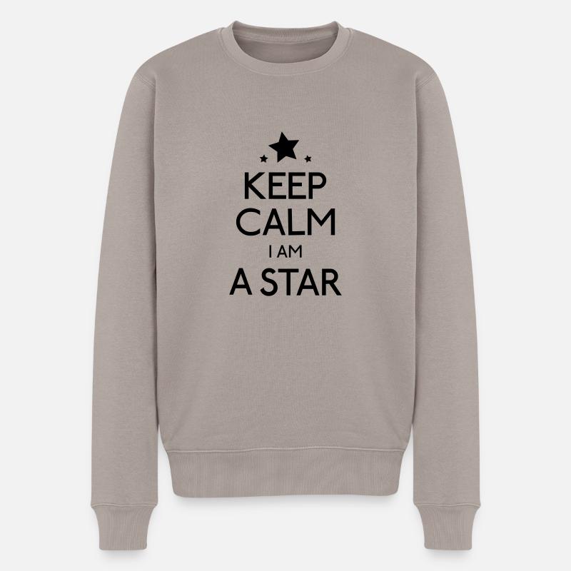 Keep Calm Star - Männer Premium Bio Pullover - Taupe