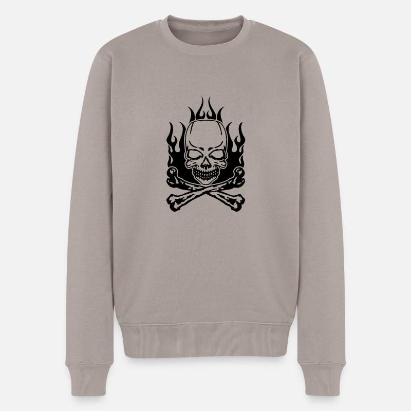 Burning Skull - Pull Premium bio Homme - taupe