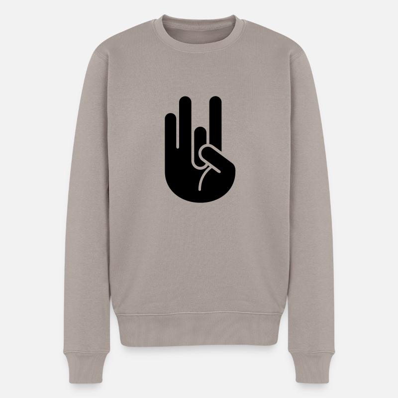 JDM Hand 2_1c - Männer Premium Bio Pullover - Taupe