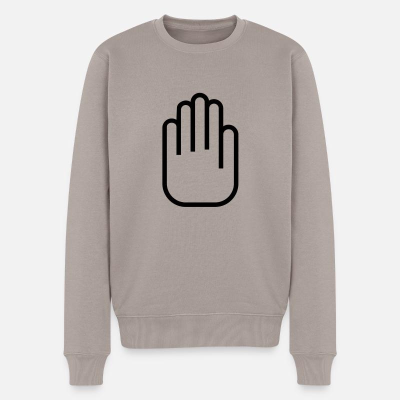 hand__symbol__f1 - Männer Premium Bio Pullover - Taupe