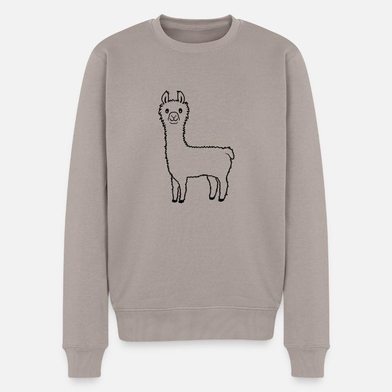 Alpaka Lieblingstier Lama - Männer Premium Bio Pullover - Taupe