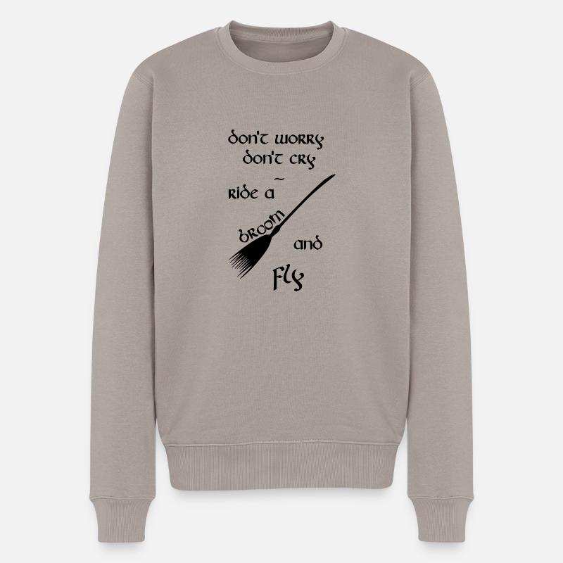 Hexenbesen lustiger Spruch Hexe witch Halloween - Männer Premium Bio Pullover - Taupe