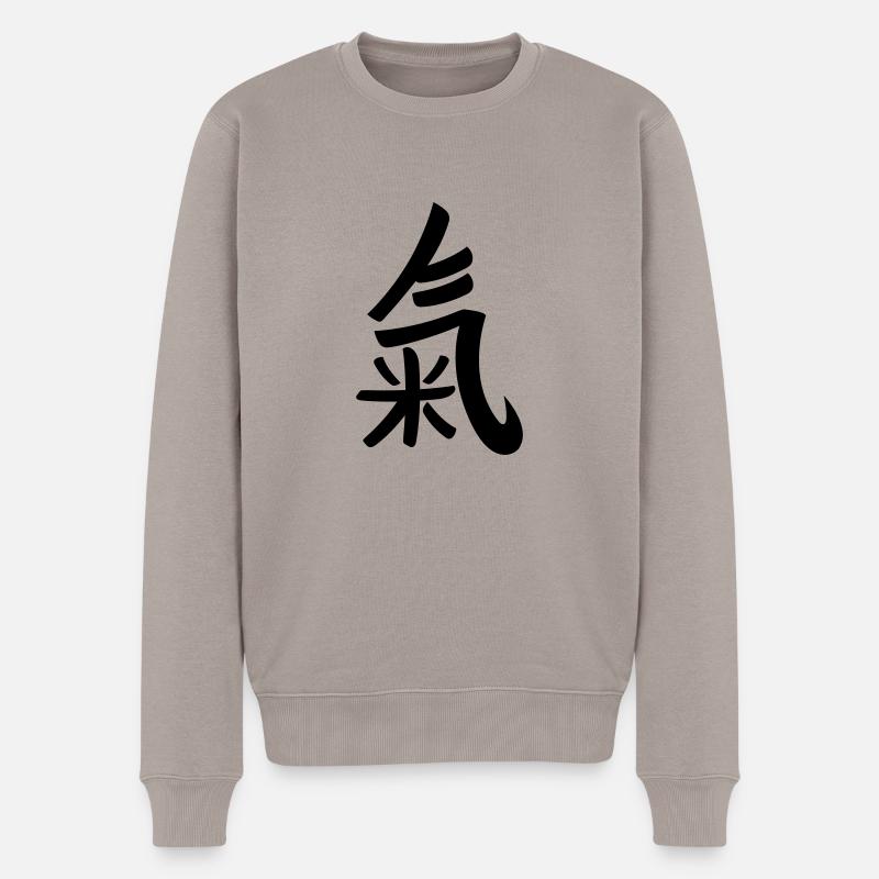 Qi chinesisches Schriftzeichen Chi Symbol Zeichen - Männer Premium Bio Pullover - Taupe