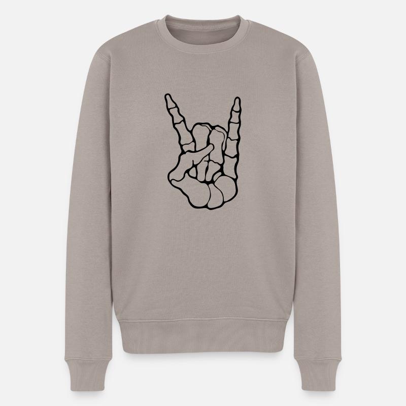 Metalhand / Pommesgabel / Metal - Männer Premium Bio Pullover - Taupe