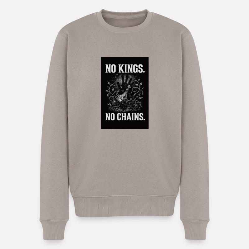 NO KINGS NO CHAINS - Männer Premium Bio Pullover - Taupe