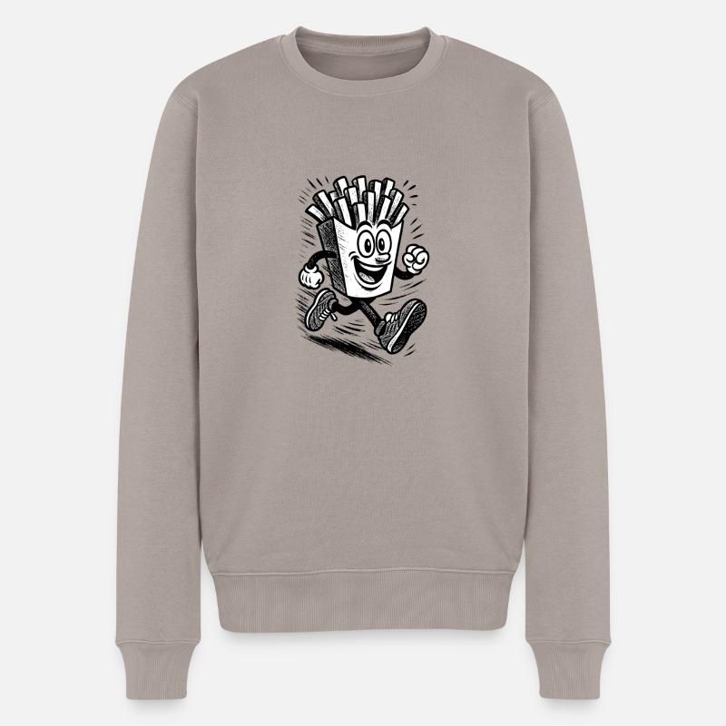 pommes running club - Männer Premium Bio Pullover - Taupe