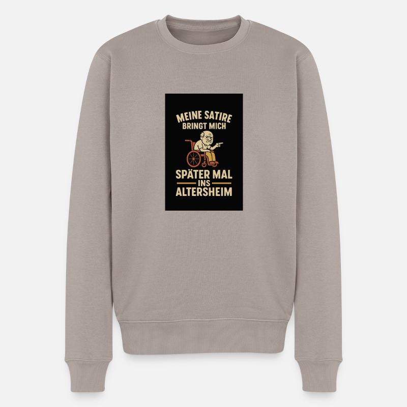 « Ma satire m’amènera plus tard » - Pull Premium bio Homme - taupe