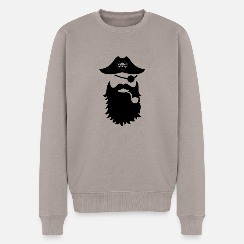 piraten moustache - Männer Premium Bio Pullover - Taupe