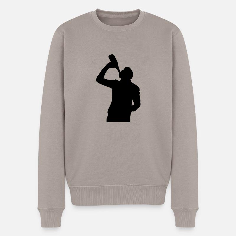 drinking boy - Männer Premium Bio Pullover - Taupe