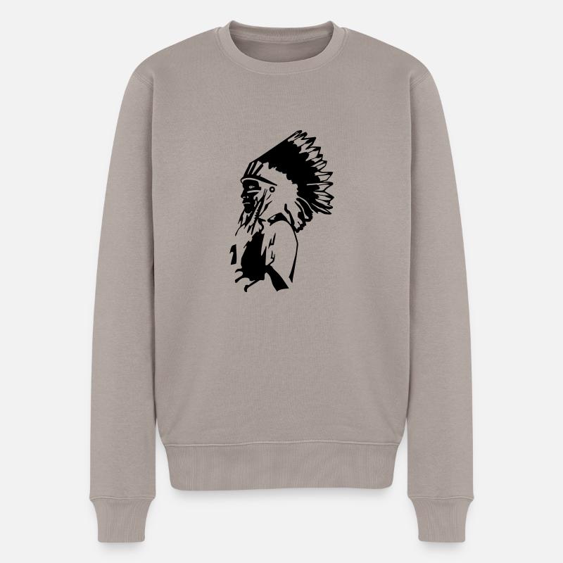Indianer - Männer Premium Bio Pullover - Taupe