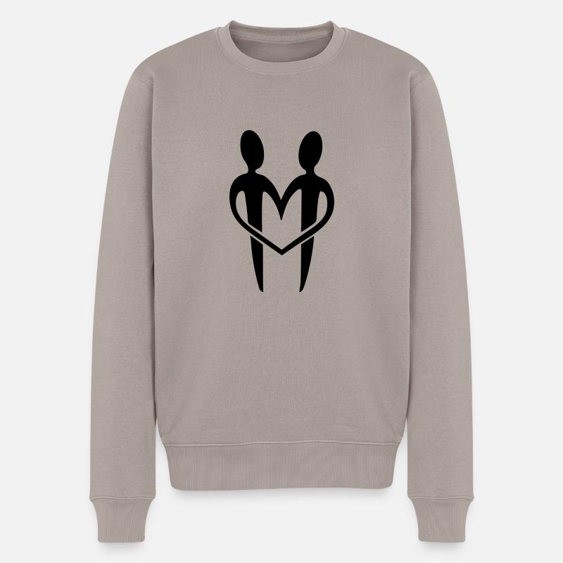 liebesherz - Männer Premium Bio Pullover - Taupe