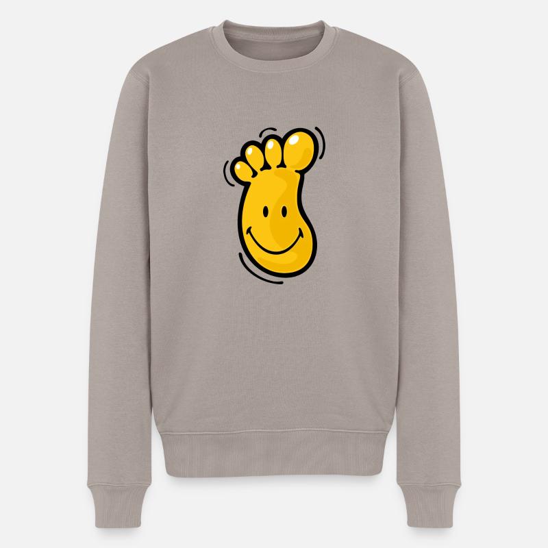 Smiley Foot - Männer Premium Bio Pullover - Taupe