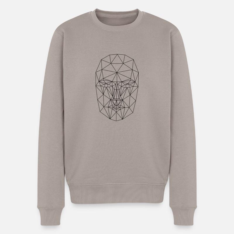 wireframe Visage abstrait - Pull Premium bio Homme - taupe