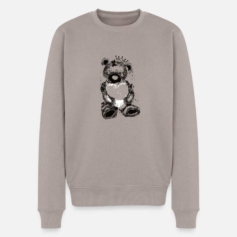 Kuschelbär Herzkrone - Männer Premium Bio Pullover - Taupe